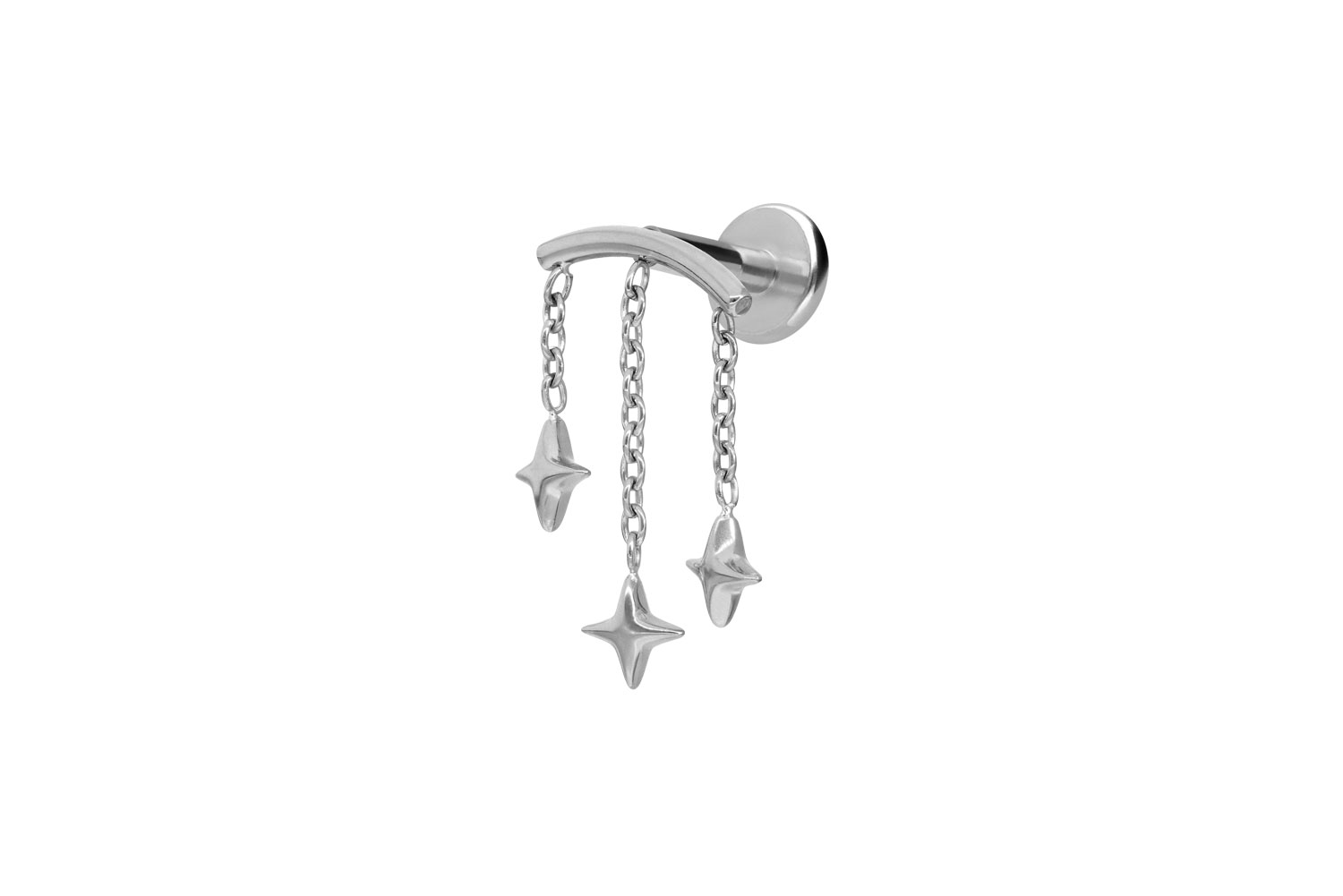 Titan Labret Piercing mit Innengewinde BOGEN + 3 STERNE